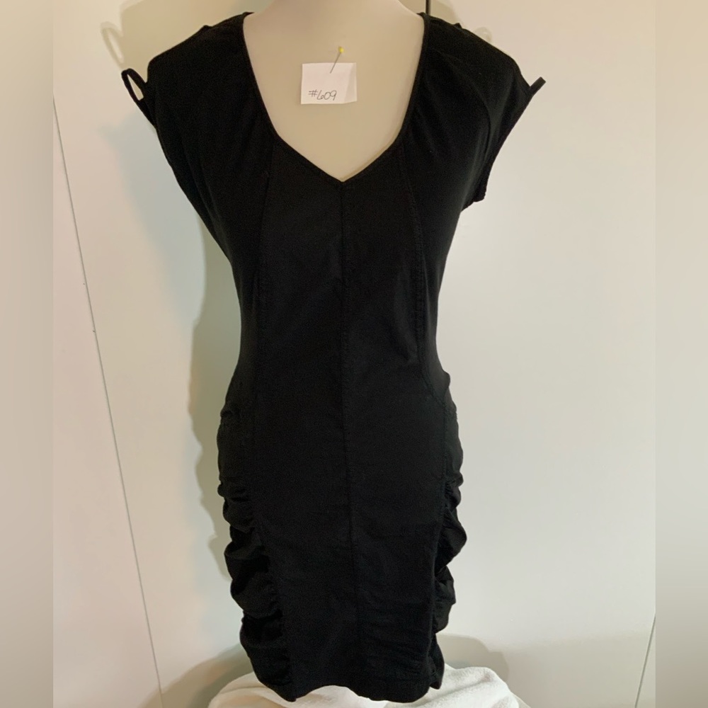 XCVI - NWT - stretchy black dress with ruching on sides w/ cut-out on shoulders